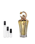 Ahmed Al Maghribi Kawkab sample – decant naast de volle fles ter herkenning
