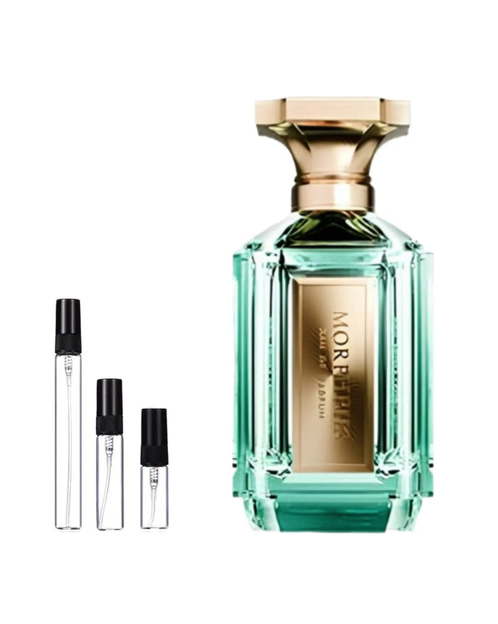 Velixir Morpheus sample – decant naast de volle fles ter herkenning