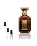 Velixir Orion sample – decant naast de volle fles ter herkenning