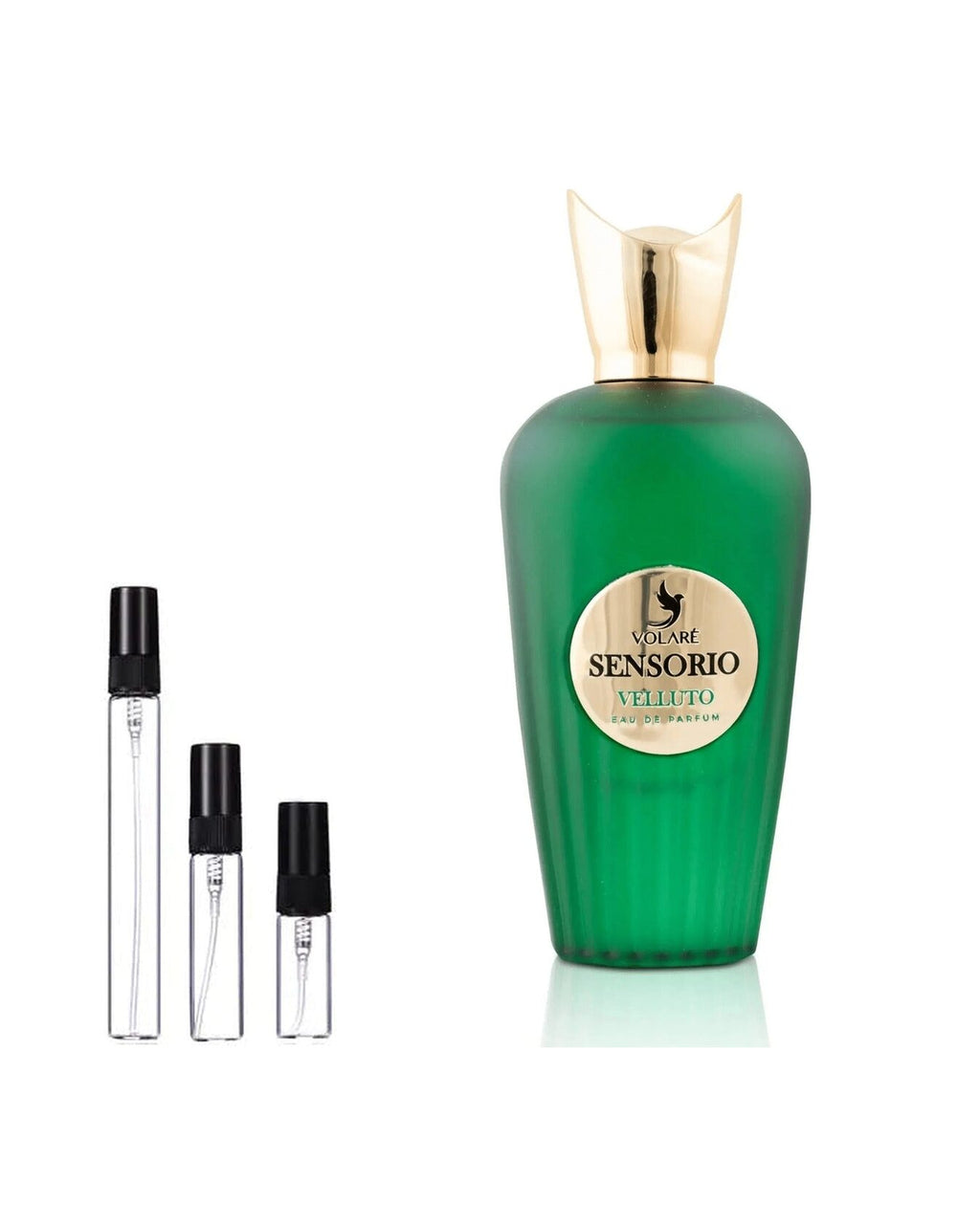 Volare Sensorio Velluto sample – decant naast de volle fles ter herkenning